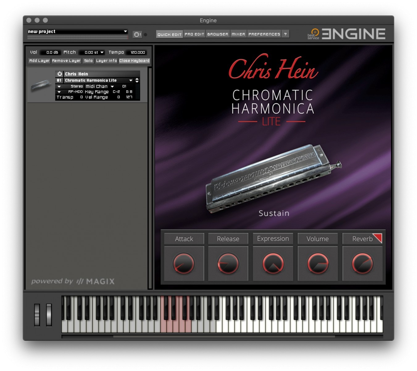 半音阶口琴 Best Service Chris Hein Chromatic Harmonica Lite (Engine 2)
