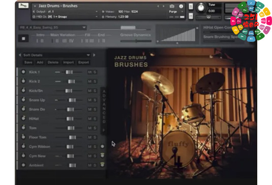 爵士鼓音色库 Fluffy Audio Jazz Drums Brushes
