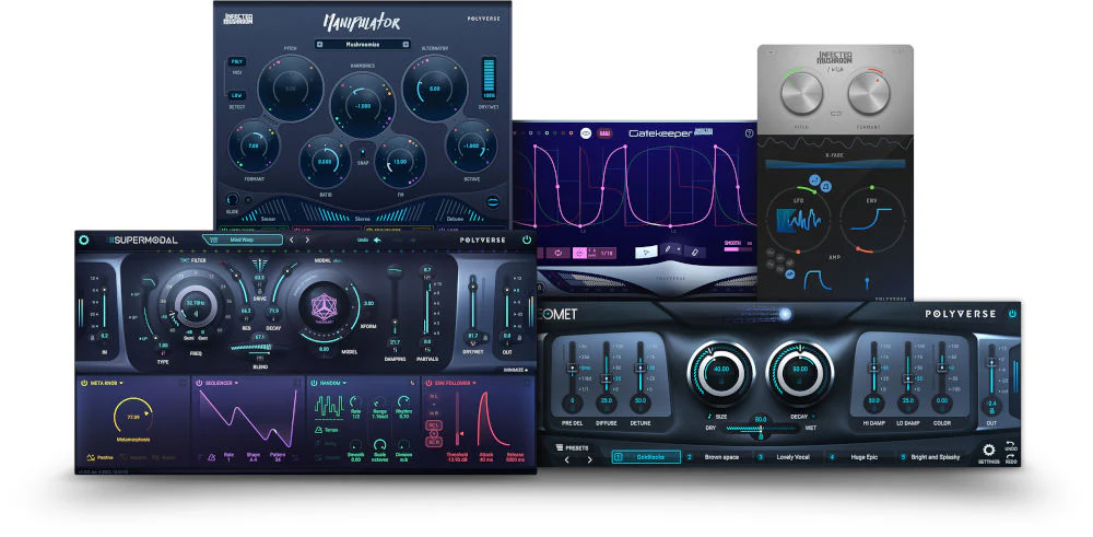 创意混音插件套装 Polyverse Music Bundle Deal v2024.11 VR (包含Comet Filterverse Filtron Infected Mushroom Gatekeeper Infected Mushroom I Wish Infected Mushroom Manipulator Supermodal Wider)