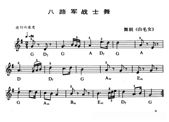 八路军战士舞简谱 - 乐谱