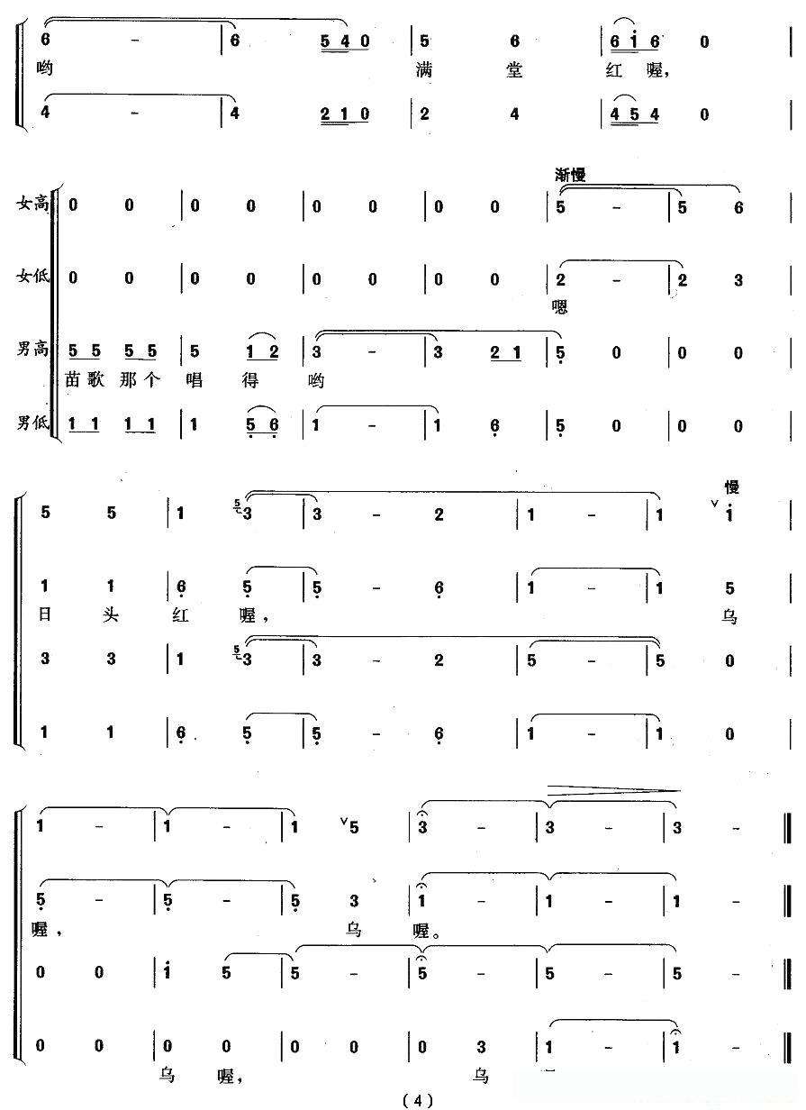 围坐火塘唱苗歌简谱 - 乐谱