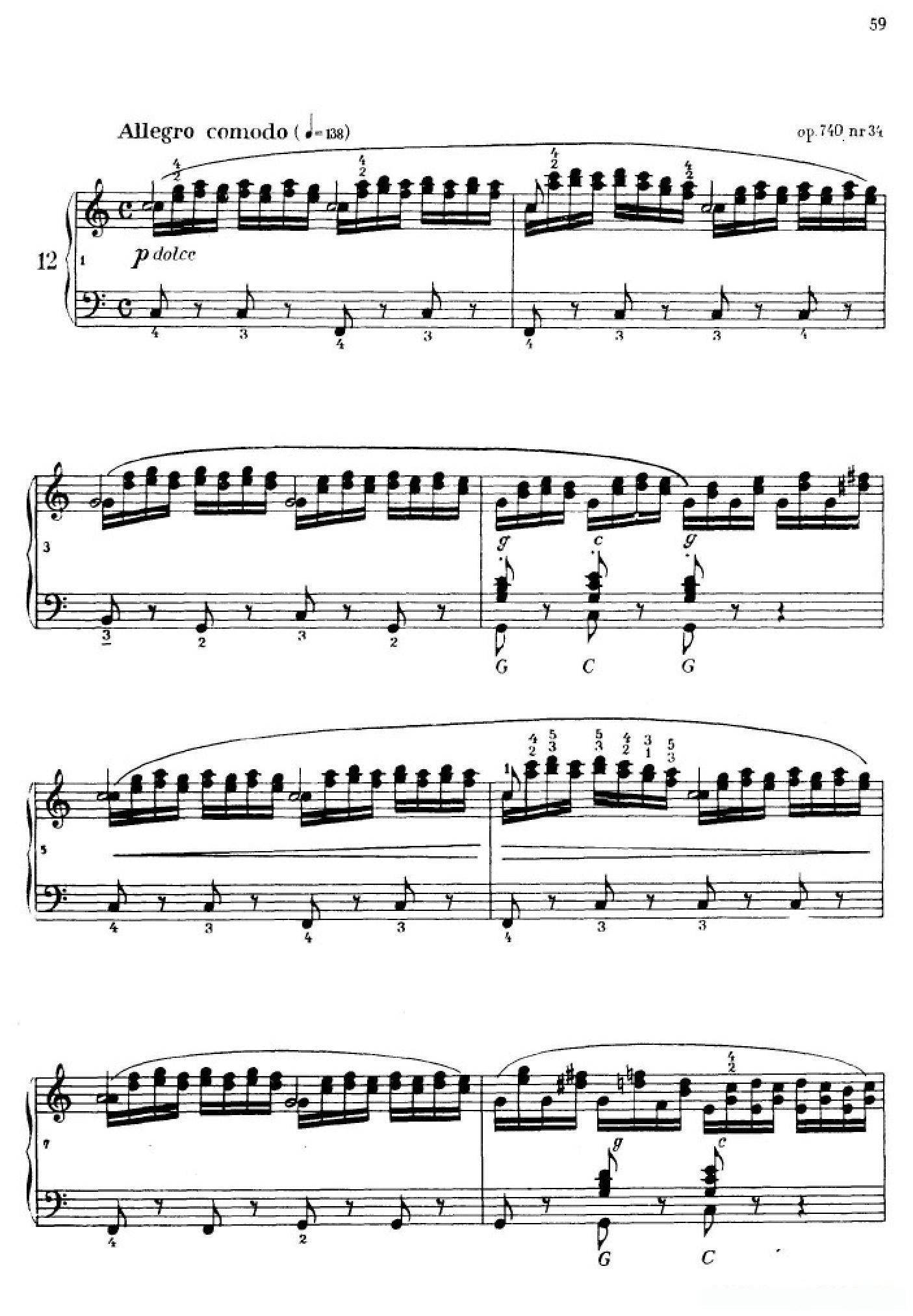 《车尔尼手风琴练习曲集》第Ⅳ册（第12首）简谱 - 乐谱