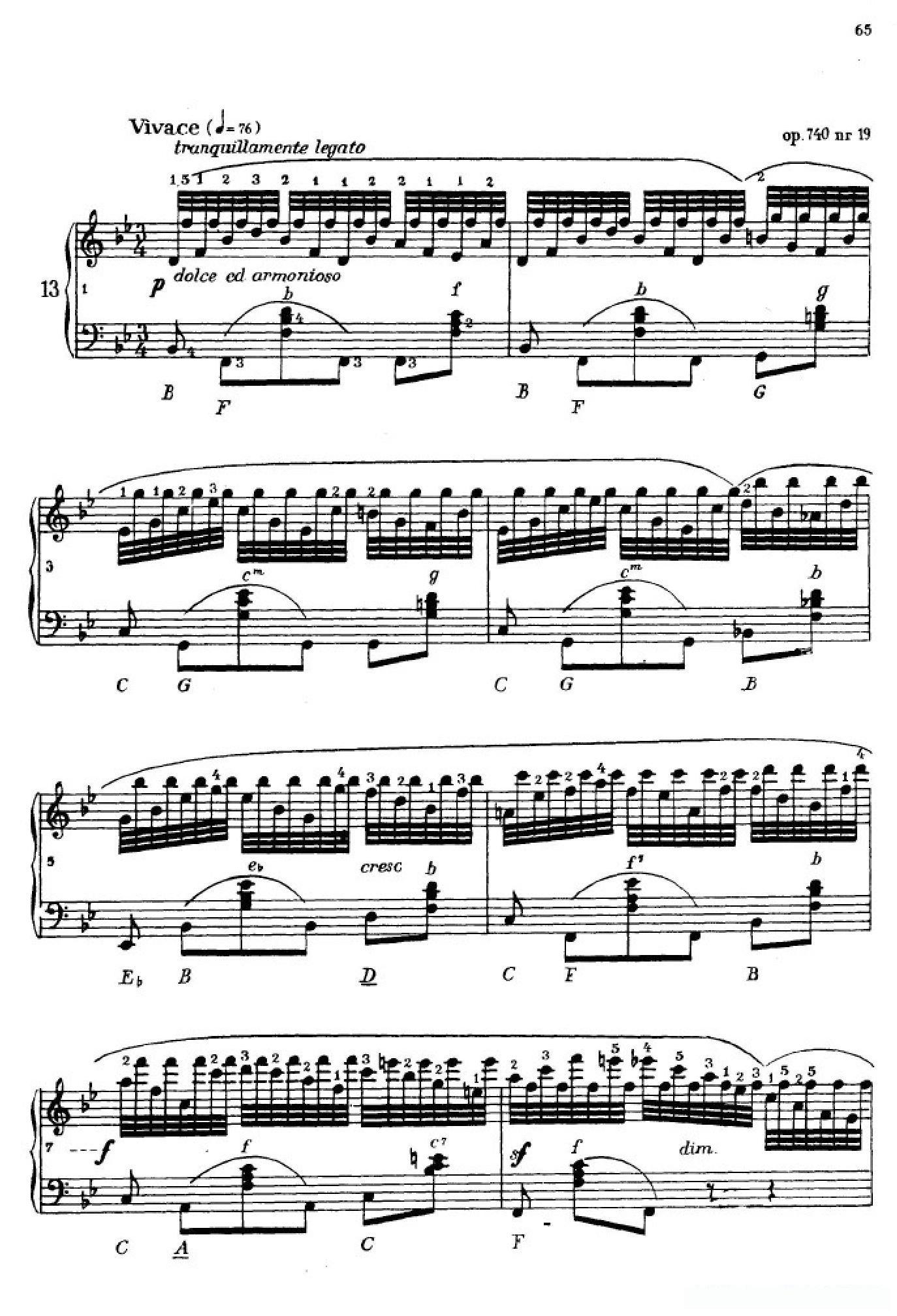 《车尔尼手风琴练习曲集》第Ⅳ册（第13首）简谱 - 乐谱