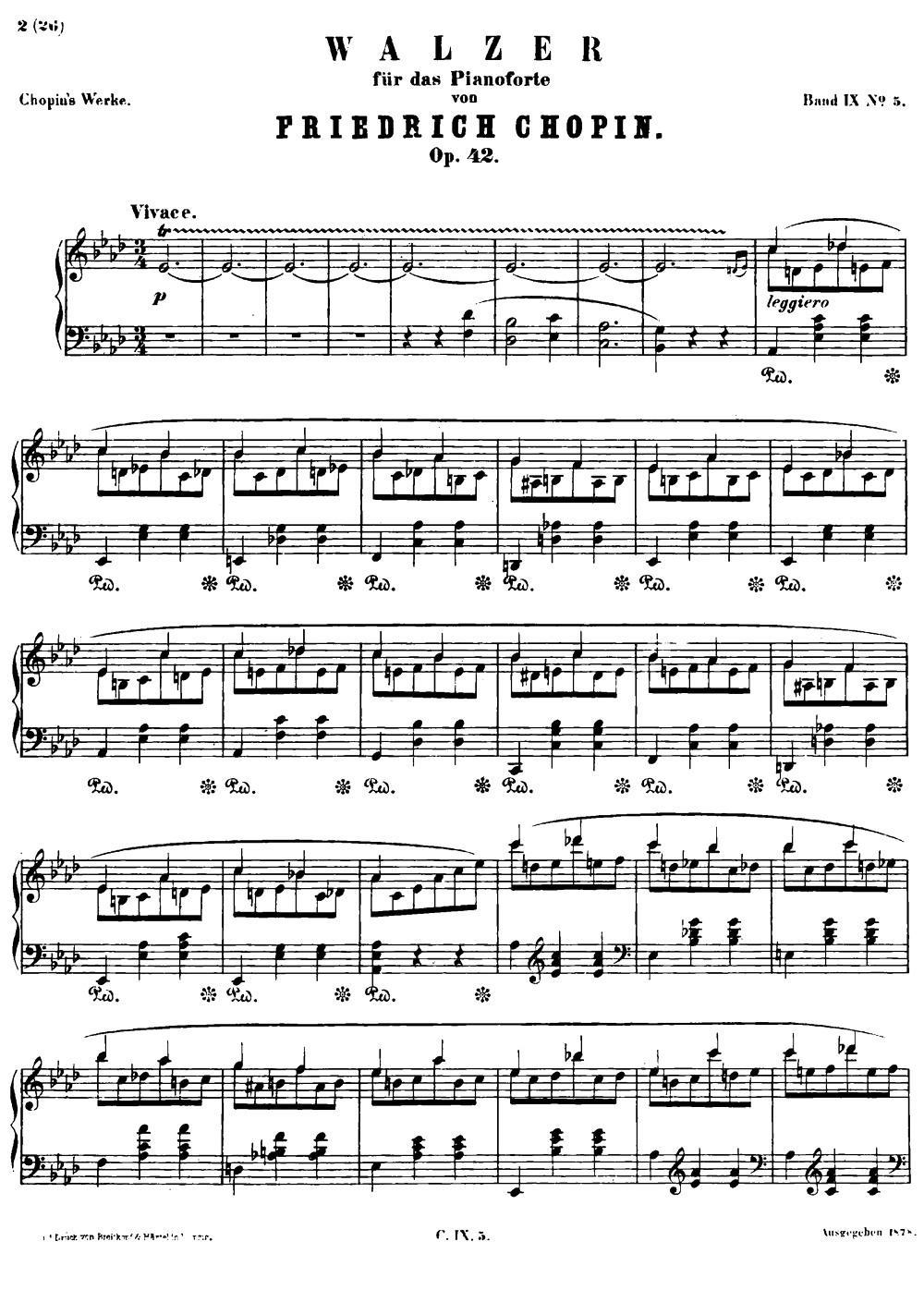 降A大调圆舞曲Op.42 - 乐谱