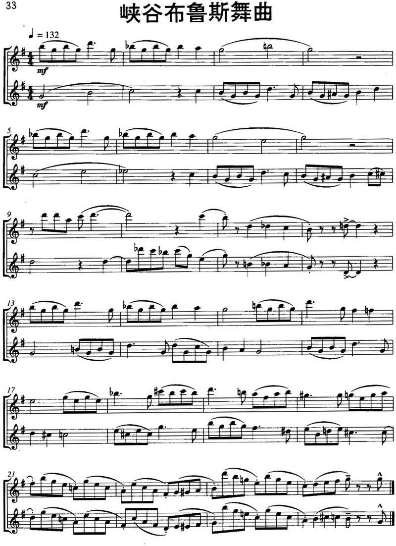 峡谷布鲁斯舞曲（Canon Blues）（二重奏） - 乐谱