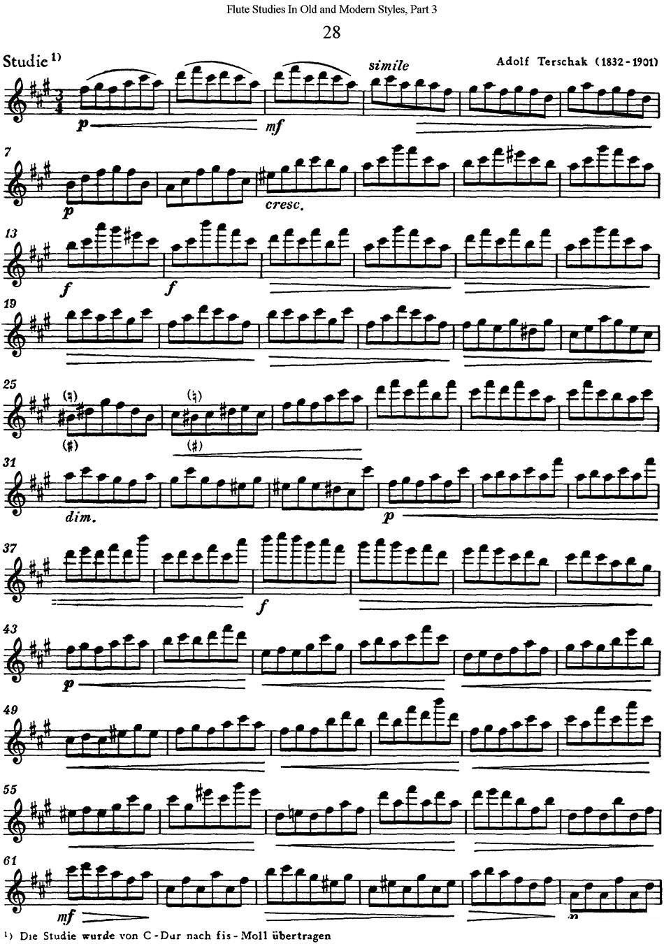 斯勒新老风格长笛练习重奏曲（第三部分）（NO.28） - 乐谱