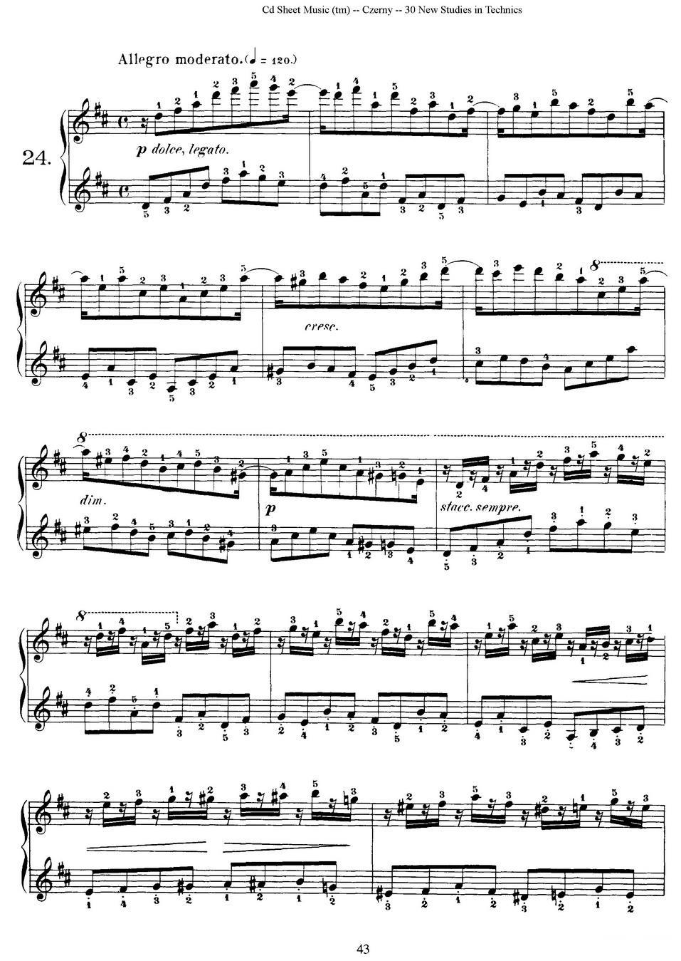 Czerny - 30 New Studies - 24 - 乐谱
