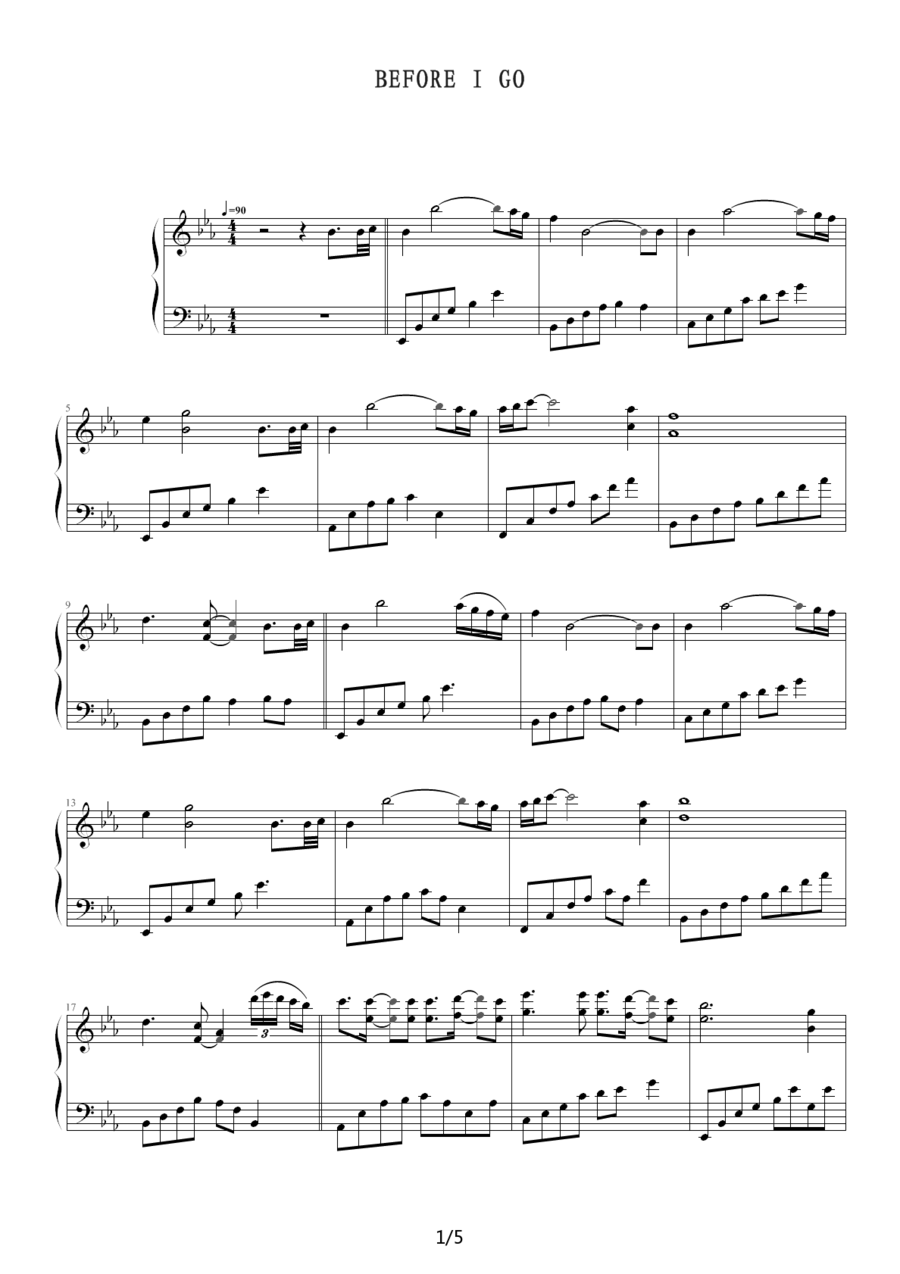Before I Go - 乐谱