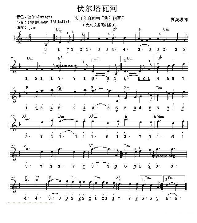 伏尔塔瓦河（选自交响套曲《我的祖国》 ） - 乐谱