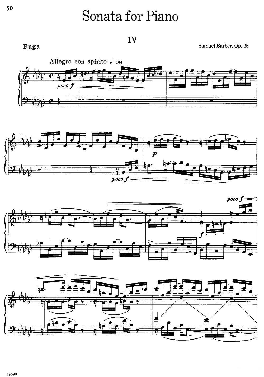 降e小调钢琴奏鸣曲 op.26 v.4 - 乐谱