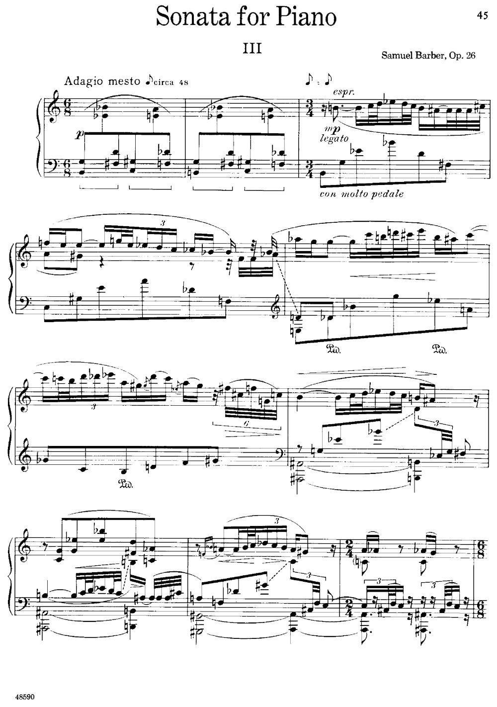 降e小调钢琴奏鸣曲 op.26 v.3 - 乐谱