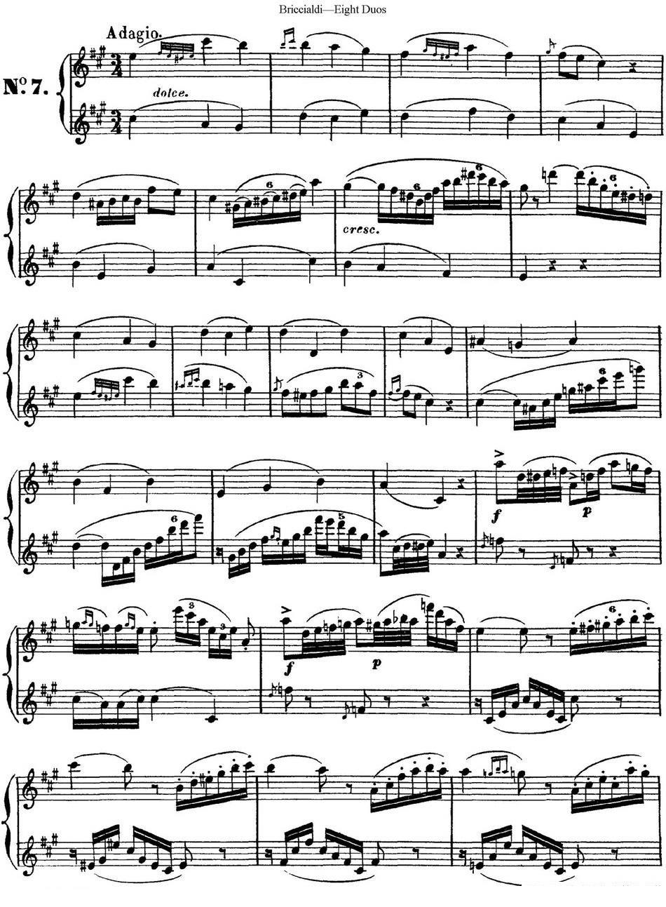 博瑞西亚第长笛二重奏（NO.7） - 乐谱