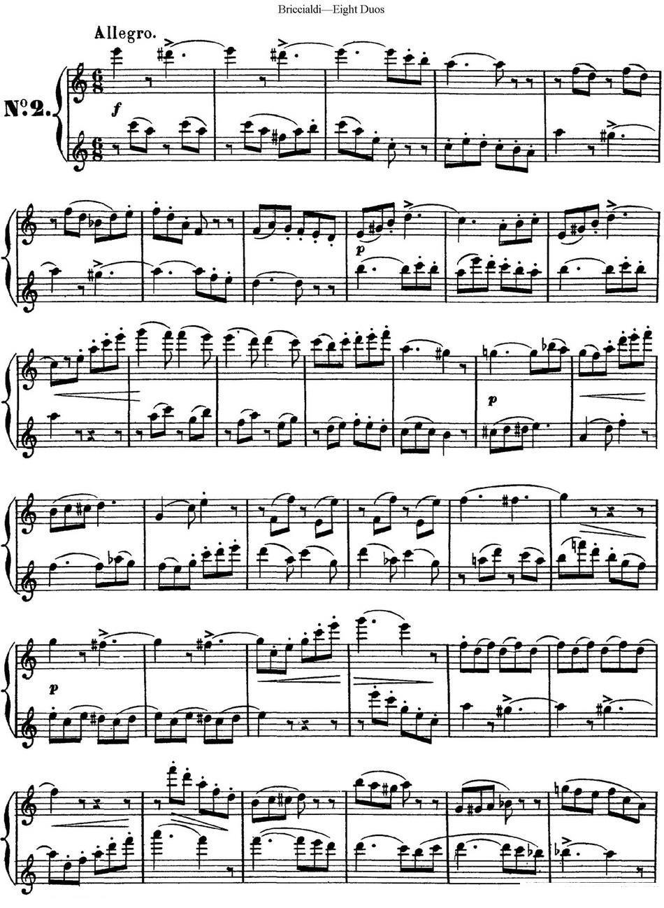 博瑞西亚第长笛二重奏（NO.2） - 乐谱