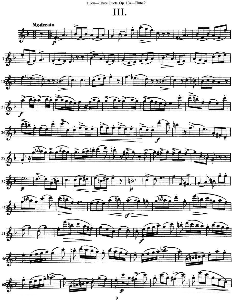 图露长笛简易重奏曲Op.104（Flute 2）（NO.3） - 乐谱