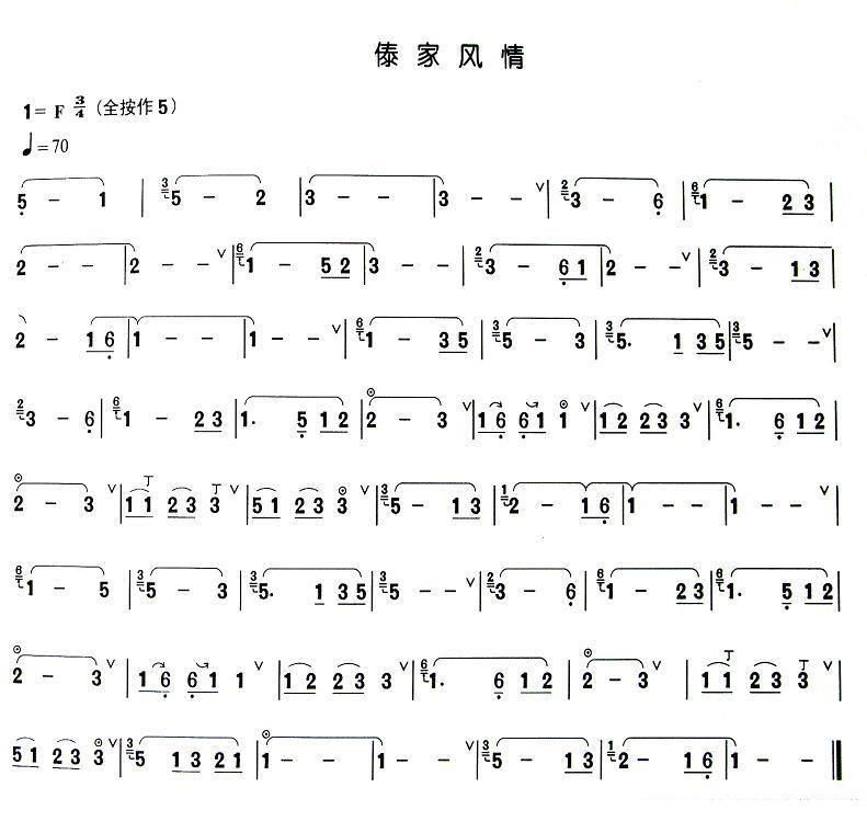 傣家风情（葫芦丝曲谱） - 乐谱