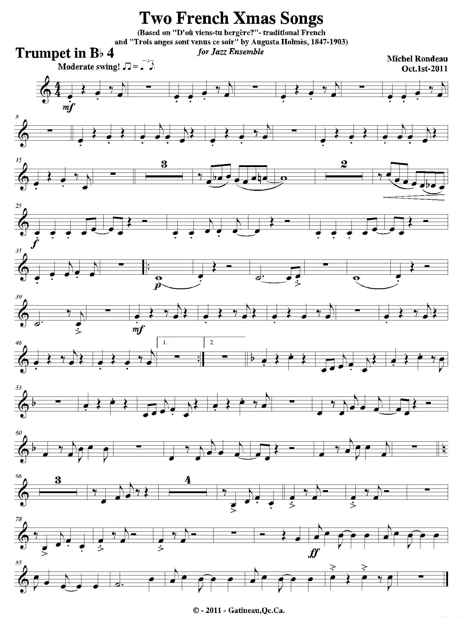 Two French Xmas Songs（第四小号分谱） - 乐谱
