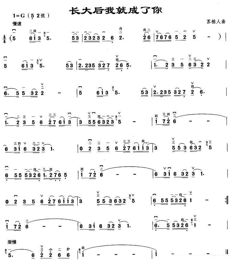 长大后我就成了你（苏栋人曲） - 乐谱
