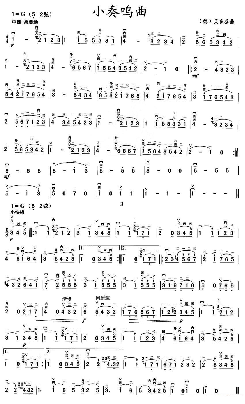 小奏鸣曲（贝多芬作曲版） - 乐谱