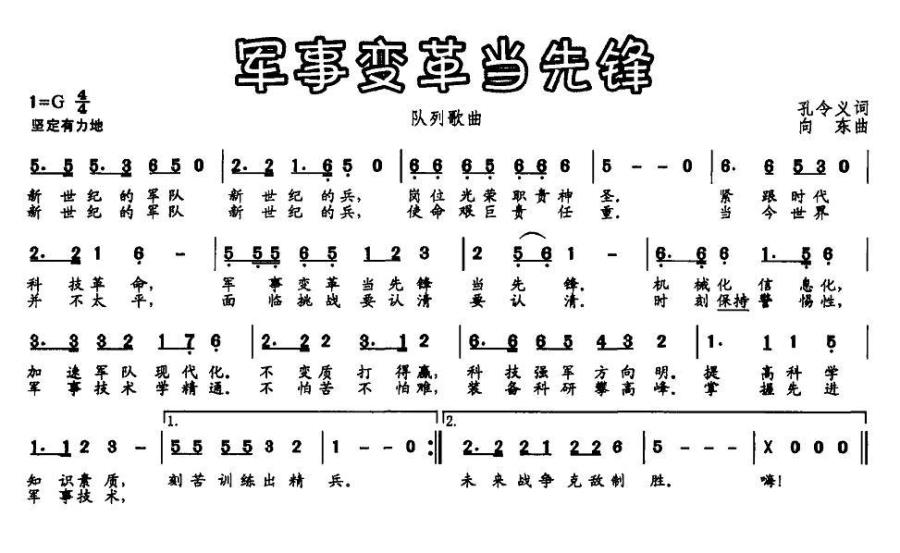 军事变革当先锋（又名：军事变革当先锋） - 乐谱