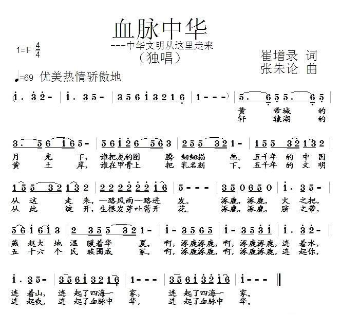 血脉中华（中华文明从这里走来） - 乐谱