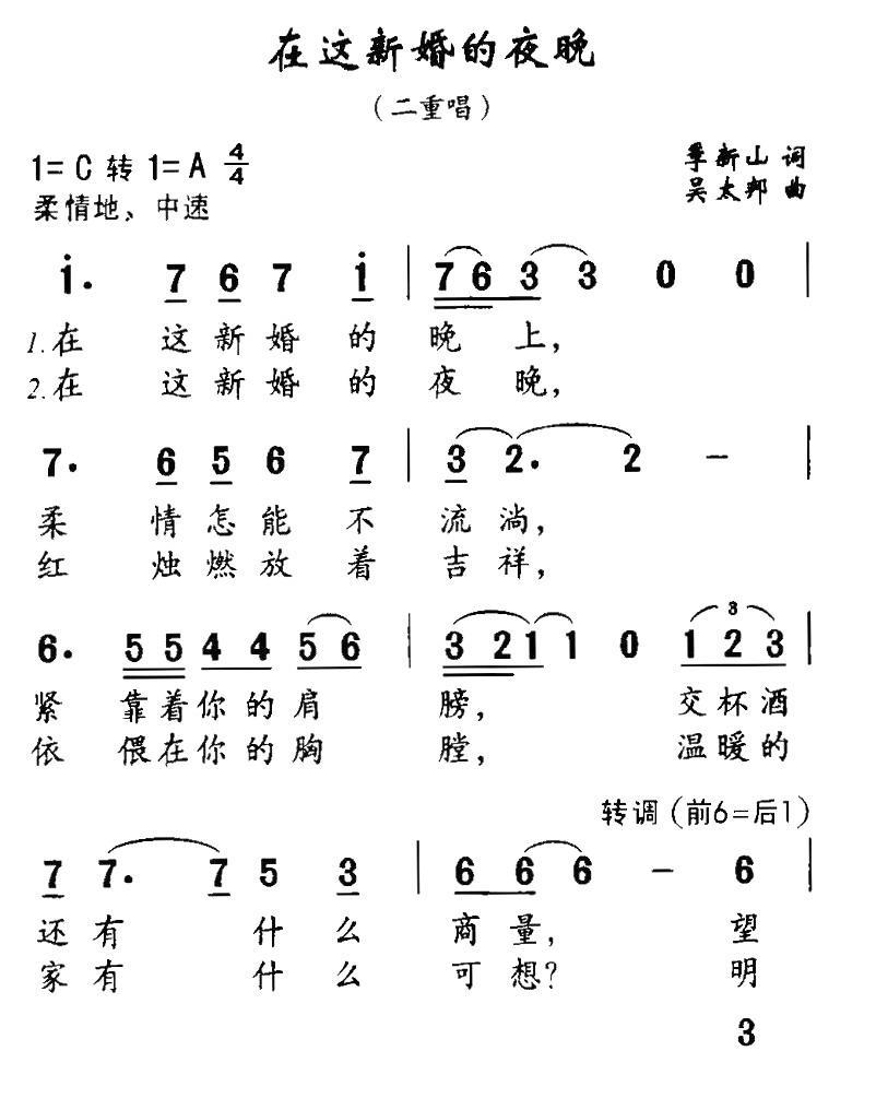 在这新婚的夜晚（二重唱） - 乐谱