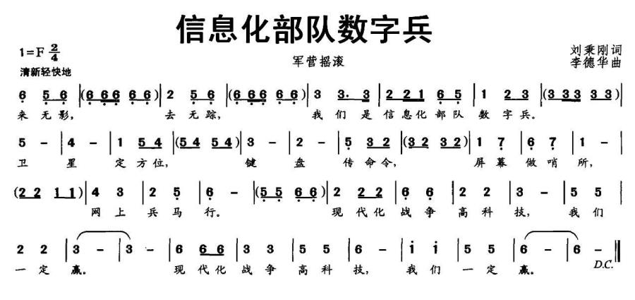 信息化部队数字兵（军营摇滚） - 乐谱
