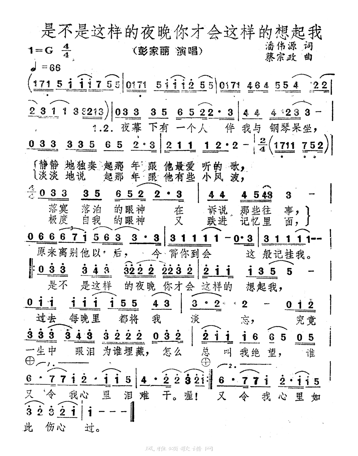 彭家丽-是不是这样的夜晚你才会这样的想起我