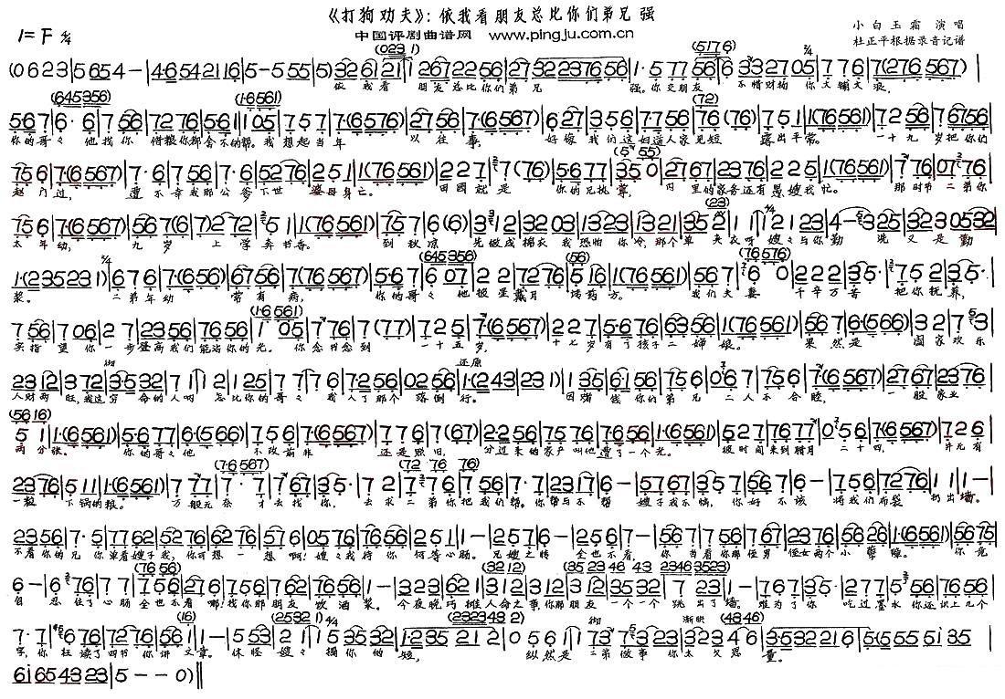 《打狗劝夫》选段：依我看朋友总比你们弟兄强 - 乐谱