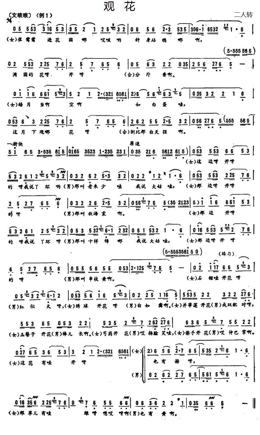 观花（二人转） - 乐谱