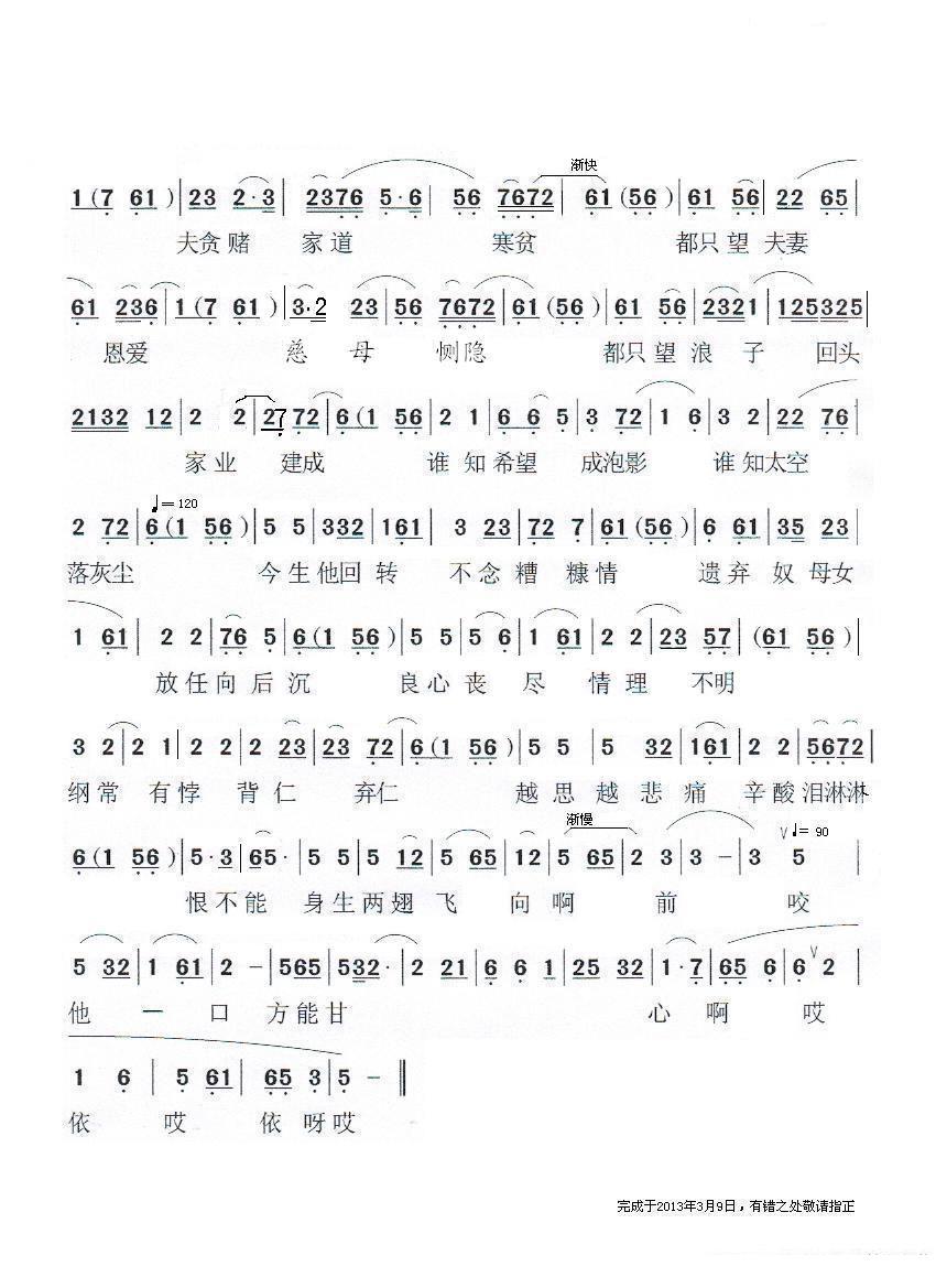 [闽剧]寻夫（《红裙记》选段） - 乐谱