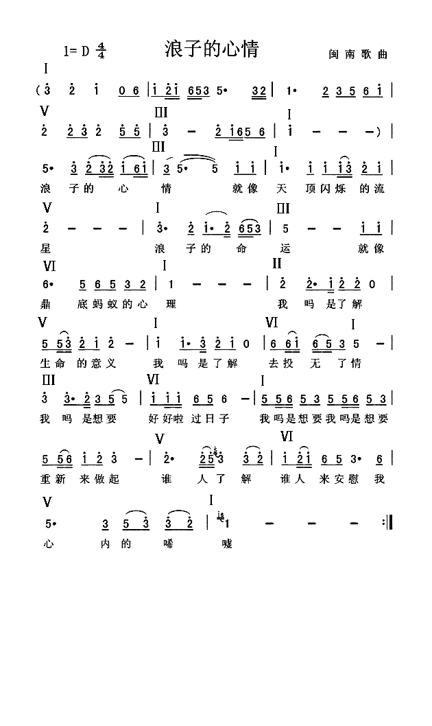 歌手-浪子的心情