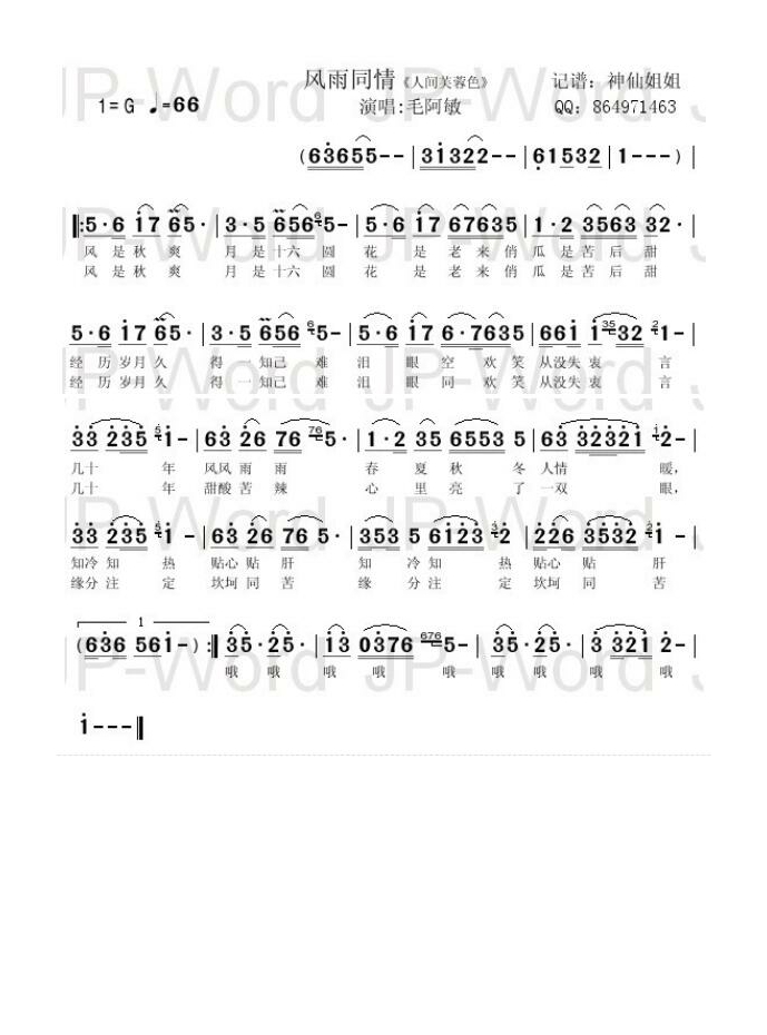 毛阿敏-风雨同情 《人间芙蓉色》