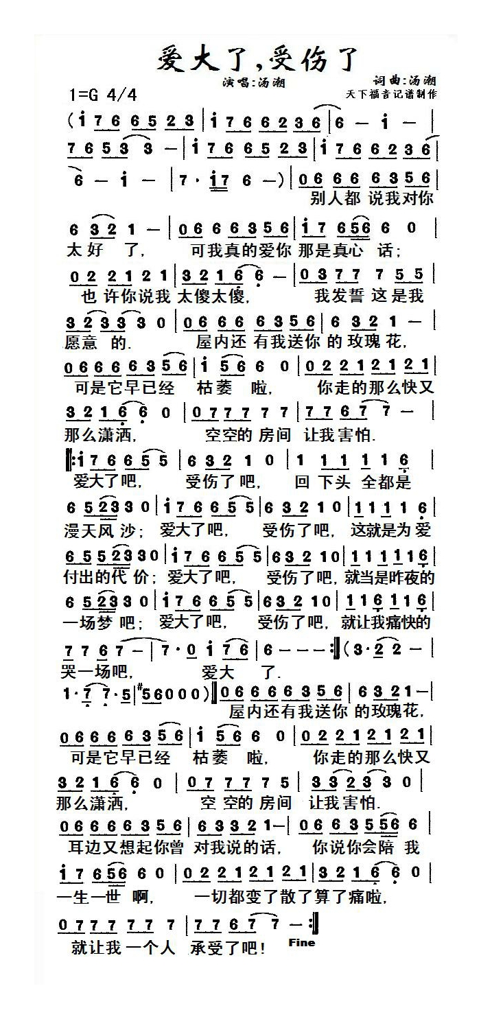 汤潮-爱大了受伤了