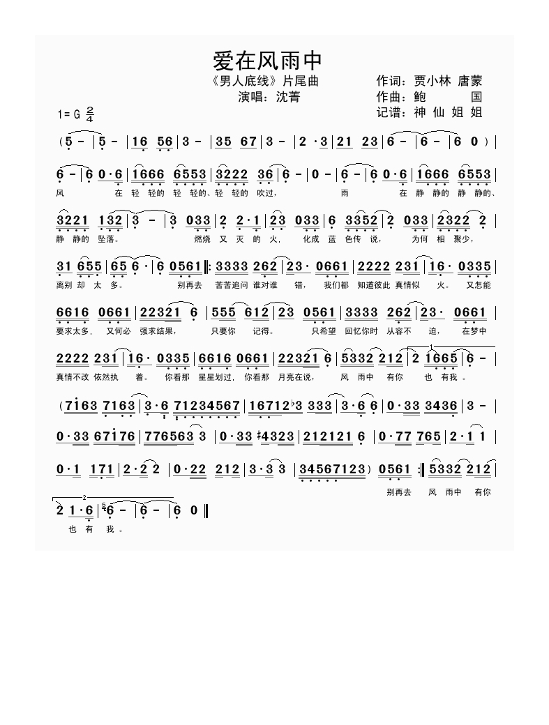 沈菁-爱在风雨中《男人底线》