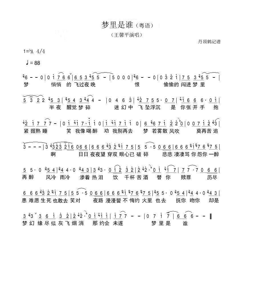 王馨平-梦里是谁(粤语)