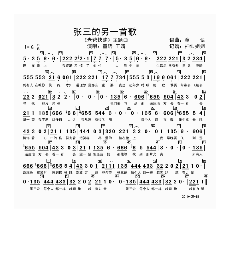 童语-张三的另一首歌《老爸快跑》主题歌