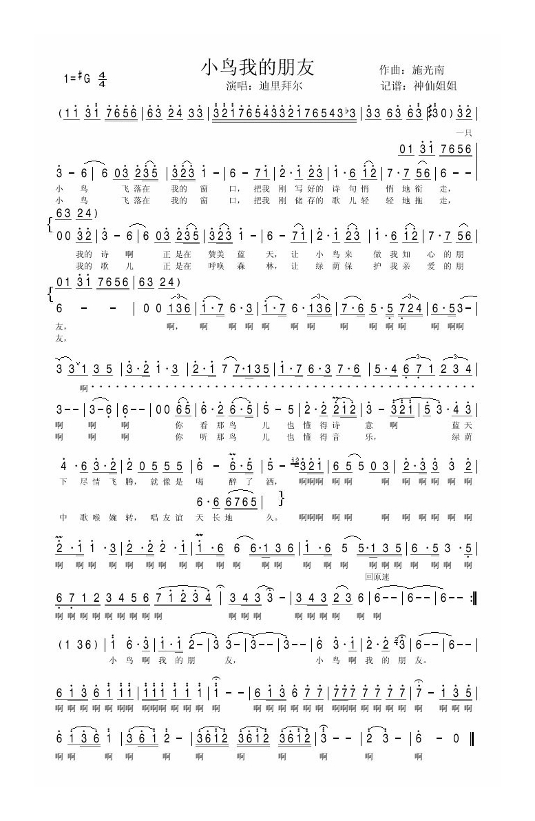 迪里拜尔-小鸟我的朋友