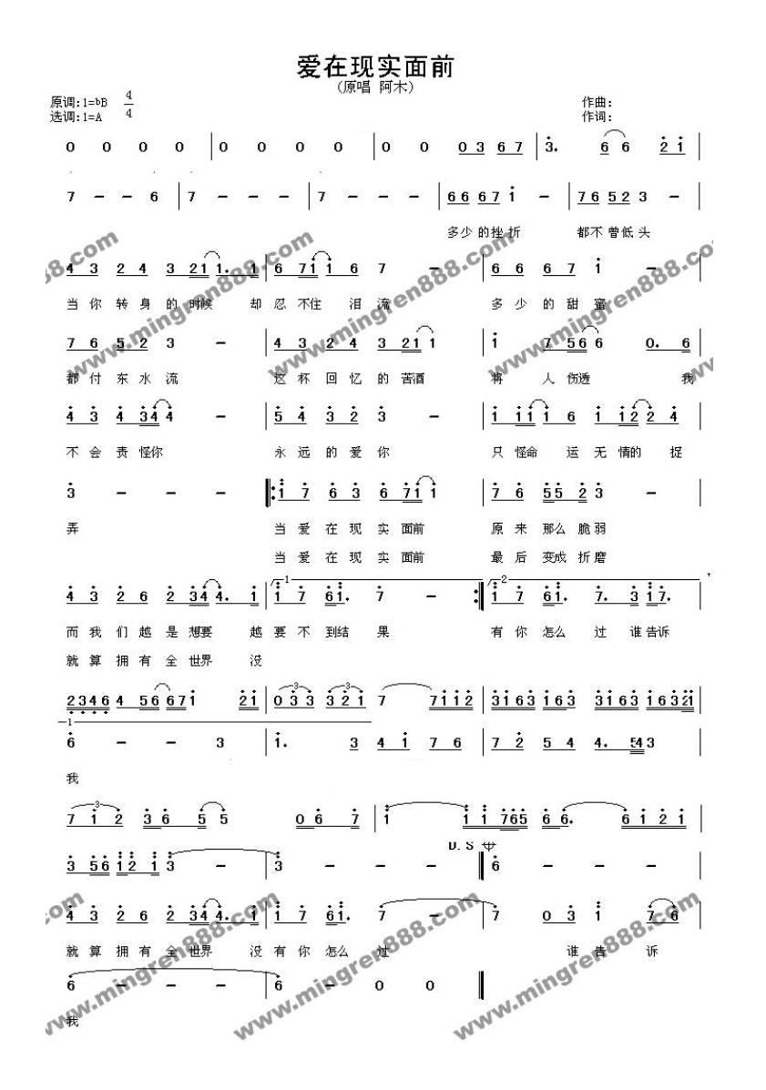 阿木-爱在现实面前