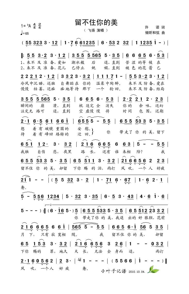 飞扬-留不住你的美