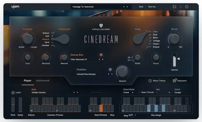 梦幻电影虚拟吉他手 uJAM Virtual Guitarist CINEDREAM v1.0.0 U2B Mac