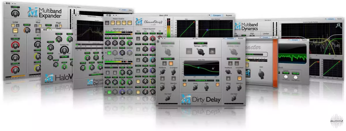 格莱美奖工程师综合混音套装 Metric Halo Production Bundle v2025.04 Mac （ChannelStrip Sonic EQ SuperGate Dirty Delay Character HaloVerb MH Precision De-Esser Transient Control Multi band extender Multi band dynamics Channel Strip Super Gate HaloVerb DeEsser）