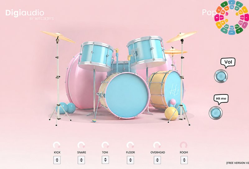 专为流行朋克/摇滚设计的鼓 Digi Audio Pop Pink Drums v2