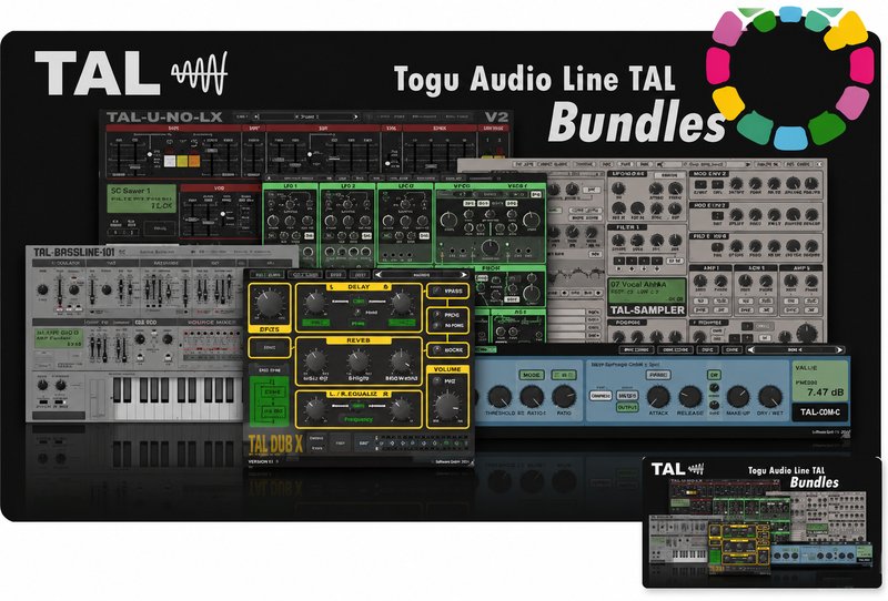 10个合成器&效果器合集 Togu Audio Line Plugins Bundle v2025.1 R2R（包含Togu Audio Line TAL BassLine 101 DAC Drum Dub-X J-8 Mod Pha Sampler U-NO-LX-V2 G-Verb）