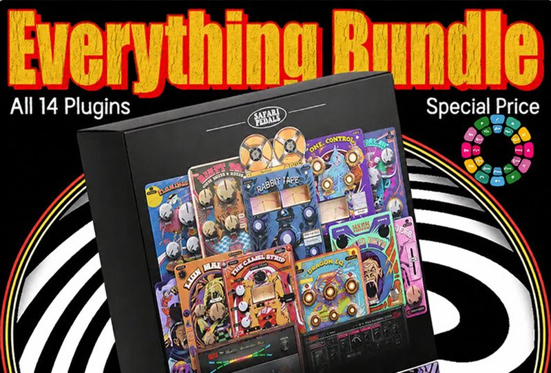 踏板模拟效果插件套装 Safari Pedals Everything Bundle v2024.12.30 MacOS （包含Gorilla Drive Time Machine Yak Delay Flamingo Verb Lion Master Dirty Dog Reverb Owl Control Rhino Reverb Dragon Eq Rabbit Tape Cobra Fuzz Hawk Phaser）