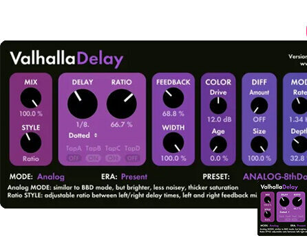 经典延迟回声插件 ValhallaDSP Valhalla Delay v3.0.0 R2R Win （Valhalla DSP ）