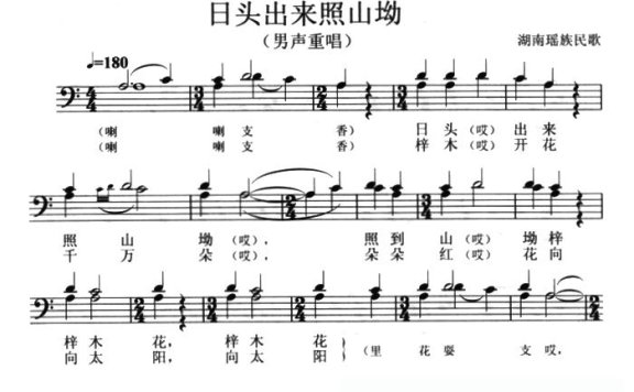 太阳出来照山坳（男声重唱、五线谱）简谱 - 乐谱