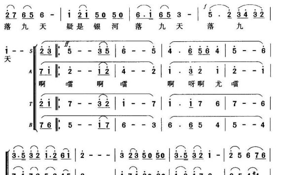 望庐山瀑布（[唐]李白词暴侠曲）简谱 - 乐谱