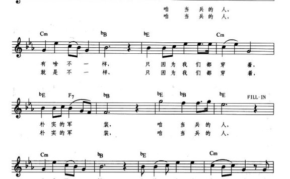 当兵的人(带、提示版)简谱 - 乐谱