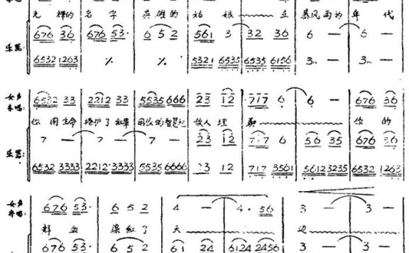 歌剧《红霞》全剧（颂歌）简谱 - 乐谱