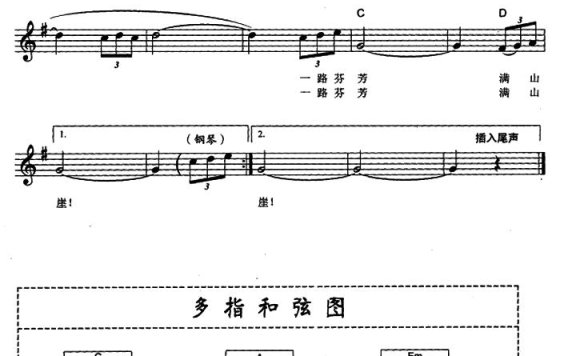 绒花（电子琴弹唱谱）简谱 - 乐谱